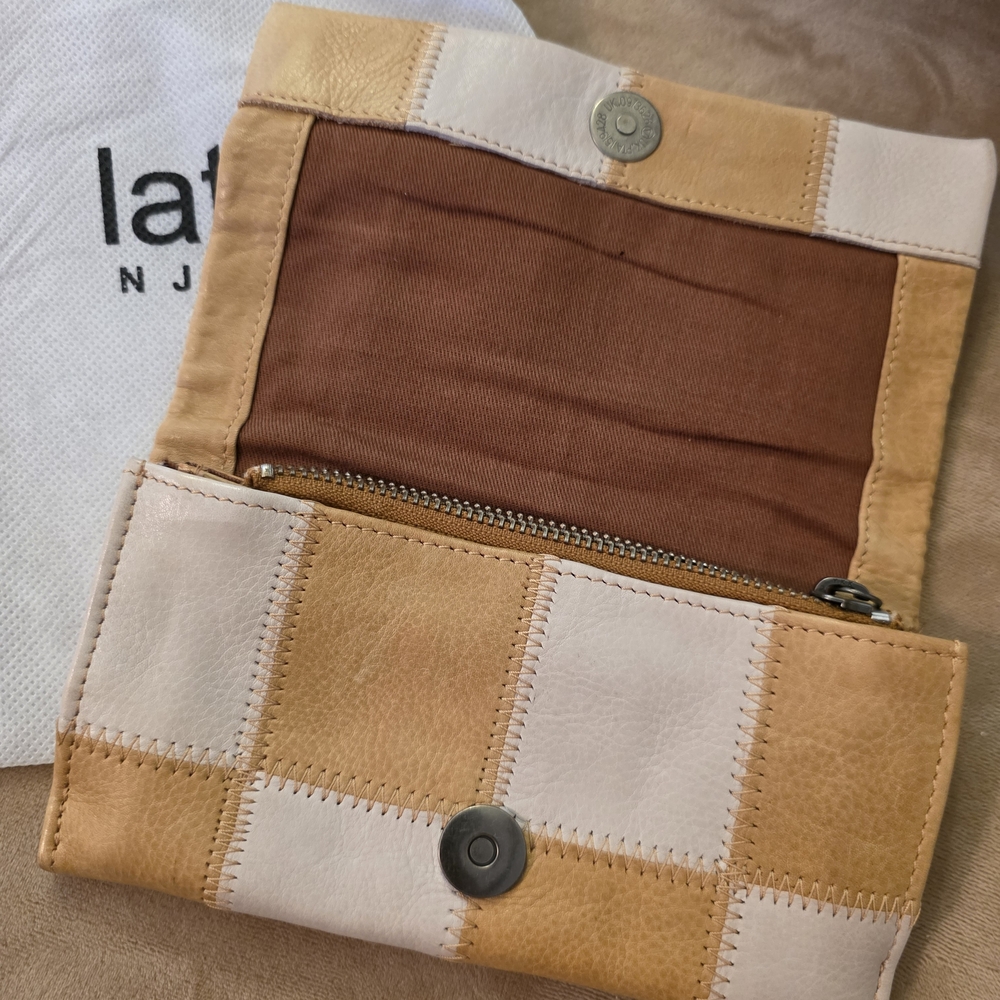 Latico Tan and Cream Leather Patchwork Wallet - Picture 2 of 7